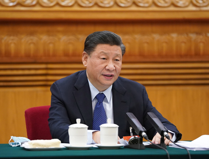 2021年3月7日，習(xí)近平參加十三屆全國人大四次會議青海代表團(tuán)的審議。